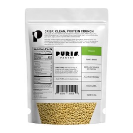 PURIS Organic Pea Protein Crisps, Certified Organic Pea Protein Isolate, Keto Protein Crunch, Made 100% in The USA, Non-GMO, Gluten Free, No Sugar, No Soy, 18g Protein, 7g Carbs, Unflavored