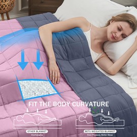 BETU Weighted Blanket for Adults 15lbs, 48"x72", Twin Size Heavy Throw Blanket for 140-160lbs, Big Blankets Weighted Comforter, Pink Grey