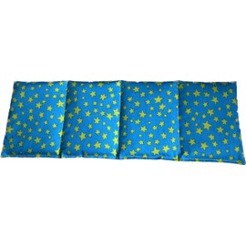 Organic Rye Grain Cushion 4 Chambers 50 cm x 17 cm Blue/Yellow Stars