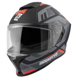 Bogotto Phantom Codex Fiberglass Helmet, Black/Grey/Red, M