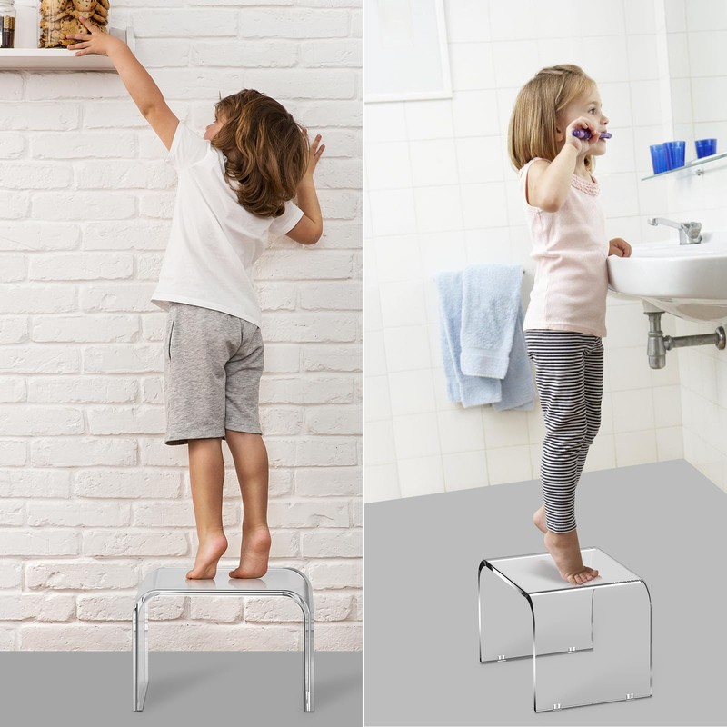 Acrylic Non-Slip Step Stool, 12.6 Inches Acrylic Small Step Stool,