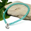 Sea Green Frosted Glass Bead Anklet with Silver Plated Elephant