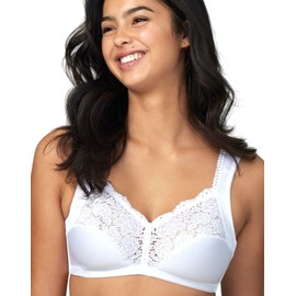 Wonderbra Womens Full Support Cushioned Strap Wireless Bra, White, 44D US