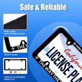 Jesus The Way The Truth The Life License Plate Frame Christianity License Plate Cover Stainless Steel Car Accessory Rustproof Personalize Funny License Plate Screws Decorative 12.3" X 6.3" Women Men