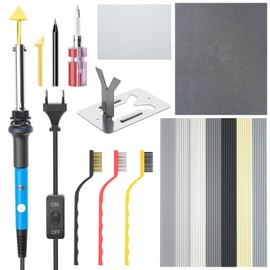 Soldering Iron Set 60 W Electronic Soldering Iron Soldering Set, Adjustable Temperature 200-450 °C Soldering Iron with On/Off Switch, Plastic Welding Tools, 3 Soldering Tips, Soldering Iron Stand