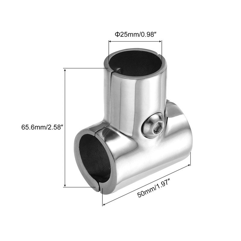 sourcing map 2 Pcs Boat Handrail Fitting, 3-Way Pipe Connector