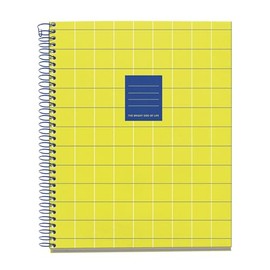 Miquelrius - A5 Notebook (148x210mm) 100 Ruled Pages 70gsm Hard Card Cover 4 Ribbon Spiral Bound 2 Holes Ruled Notebook Beautiful Stationery Yellow Bright
