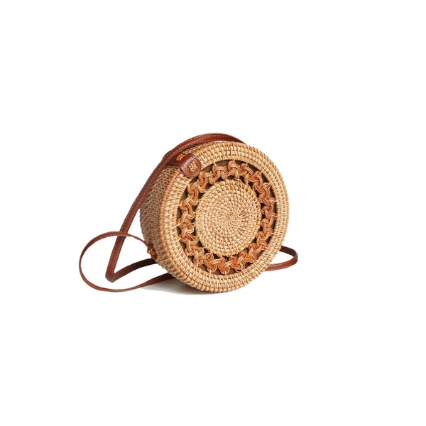 Ulisty Women's Handmade Round Hollow Carved Rattan Bag Handwoven Circle