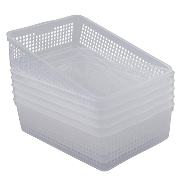 Kekow 6-Pack Clear Plastic Paper Storage Baskets Trays