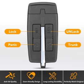 Yewong Replacement Keyless Entry Remote Car Key Fob for Ford Taurus Lincoln MKS MKT 2009-2012 FCC ID:M3N5WY8406 P/N:164-R7032 315 MHz ID46 Chip 4 Buttons