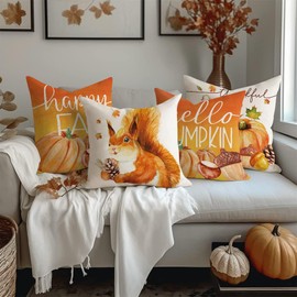 VAKADO Fall Outdoor Throw Pillow Covers 18x18 Set of 4 Decorative Cushion Cases Home Porch Decor for Patio Furniture Couch Bed Sofa,Watercolor Birds Floral Couch Cover