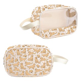 VAMSII Golden Retriever Lover Gift Golden Retriever Mom Clear Makeup Bag Gold-en Re-triever Owner Travel Gift Gold-en Retrievers Design Toiletry Bag (Golden Retriever Mom TB C)