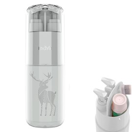 Meiyijia Travel Cups, Toothbrush Cup, Portable Travel Case, 2 x 45 ml Pump Bottle, Soap Dispenser, Mirror, Comb, for Camping Business Travel (Grey)