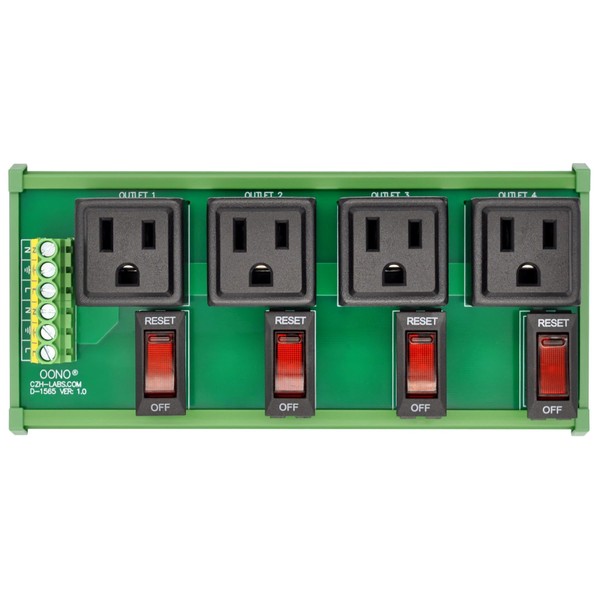 DIN Rail Mount AC 120V NEMA 5-15R 4 Receptacle Outlet