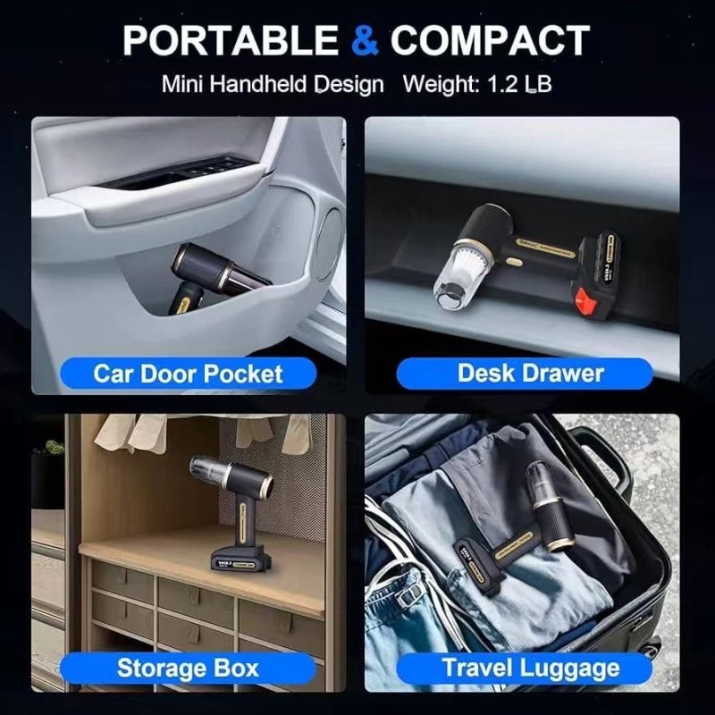 Bebuy 4 in1 Handheld Car Vacuum 23000Pa Cordless with 2