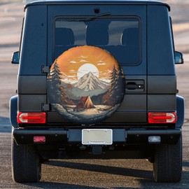 Mountains Nature Sunset Scenery Spare Tire Cover Wheel Protectors for Decoration and Weather Protection for Trailers Rv SUV Truck Campervan Travel Trailer 14"