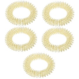 COLLBATH 5pcs Wrist Massage Acupressure Metal Accessory Bracelet for Women and Girls Golden Relieves Finger Joint Fatigue Includes Two Different