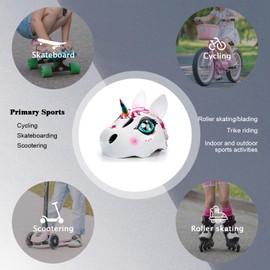 Unicorn Toddler and Kids Bike Helmet Adjustable and Multi-Sport for Child Boys and Girls.for Bicycle Skateboard Skating Scooter Helmet with Rear Light
