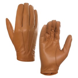 Harssidanzar Men's Thin Unlined Leather Police Gloves GM031EU, Tan