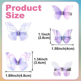 YUANYIJIA 5 Pcs Butterfly Hair Clips, Moving Butterfly Clips for Hair, Cute Hair Clip, Butterflies Hair Clip for Women (Purple)