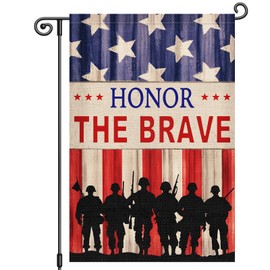 Louise Maelys Veterans Day Garden Flag Honor The Brave 12x18 Inch Soldier Double Sided Stars and Stripes Small Burlap Yard Sign Outside Outdoor House Decoration