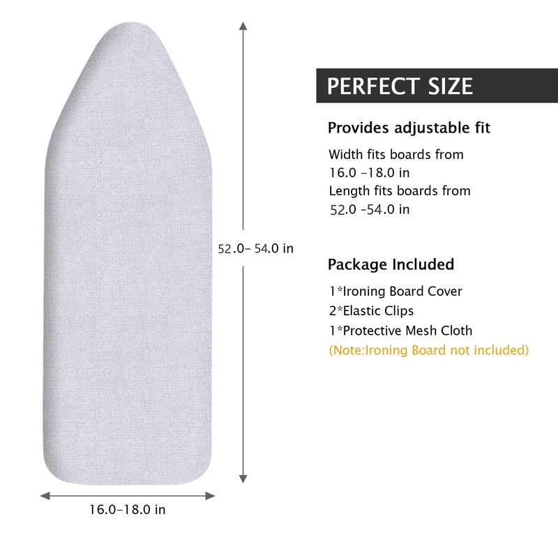 SheeChung Ironing Board Cover and Pad 18x54,Extra Thick Cotton Cover,Scorch