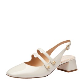 Coach Women's Winley Slingback Mary Jane Flat, Chalk, 8