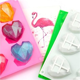 Molde Silicon 6 Corazones Corazon Diamante Geometrico