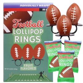 Lil' League Football Party Favors, Individually Wrapped Lollipop Rings, Valentine's Day Classroom Exchange Kit, Birthday Parties, and End of Season Banquets, 18 Suckers