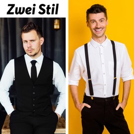 Alintor Alintor 20er Jahre Kostüm Herren, Faschingskostüme Männer, Peaky Blinders Kostüm, Mafia Karneval Kostüm Herren, 20er Jahre Accessoires Panamahut Taschenuhr Fliege Hosenträger Herren Kostüm Set