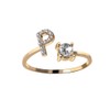 HIJONES Women's Initial Letter Open Ring with Cubic Zirconia Stackable