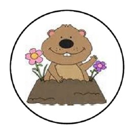 Unbranded 48 Ground Hog!!!!  ENVELOPE SEALS LABELS STICKERS 1.2" ROUND