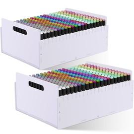 Sunnychicc Marker Pen Organizer Holder, Art Marker Storage Rack for Colored Pens Pencils Brushes Adjustable Craft Art Supply Storage for Desk Organizer (300 Slots)