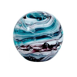 Dream Ball 240 (6) Blue/White/Black Swirl – Glass Globe Paperweight