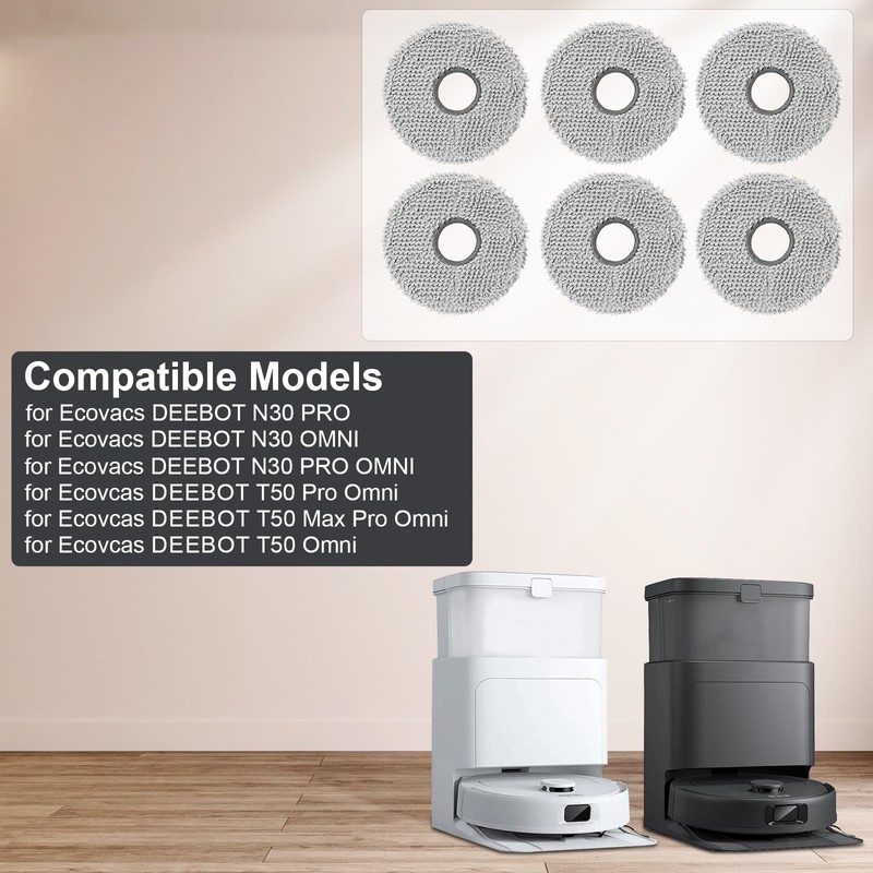 6 Pack Mop Pads for Ecovacs Deebot N30 Pro /