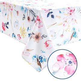 Joyfol Day Spillproof Floral Spring/Summer Indoor Tablecloth, Wrinkle Resistant Flower Table Cloth for Rectangle Tables, Picnic/Patio/Parties Outdoor Table Covers (54 X 78 Inch, Rectangular)