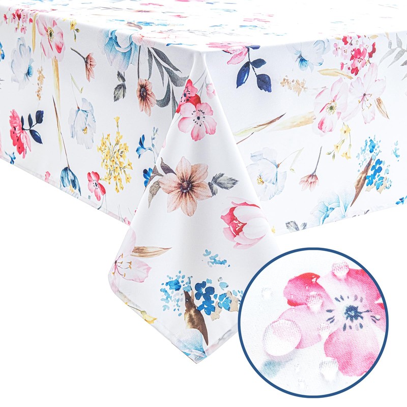 Joyfol Day Spillproof Floral Spring/Summer Indoor Tablecloth, Wrinkle Resistant Flower