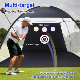 Gsodoolu Golf Net 10x7FT, Golf Hitting Nets for Backyard Driving Real Balls Golf Simulator Practice Chipping Training Swing with Target Outdoor Indoor