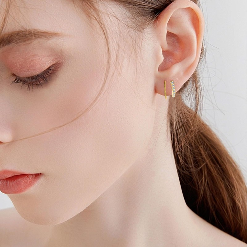 925 Sterling Silber Doppel Twist Hoop Ohrringe für Damen, Hypoallergen