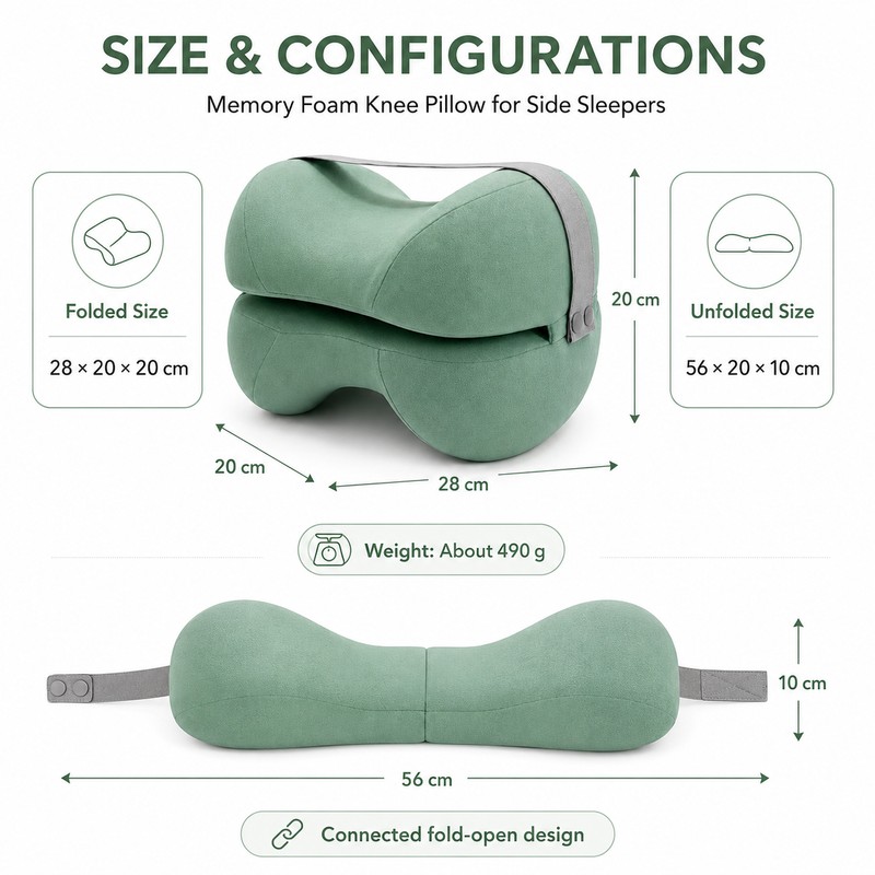 Memory Foam Knee Pillow for Side Sleepers – Leg Support