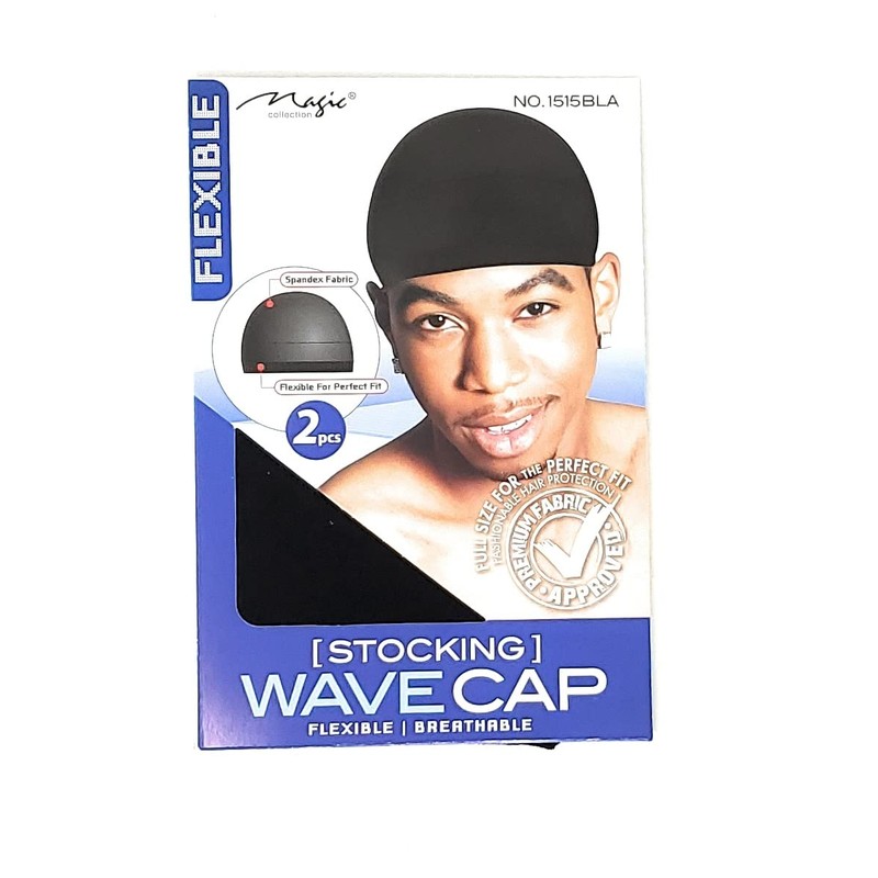 Stocking Wave Cap Fit All Head Sizes (Black and White)