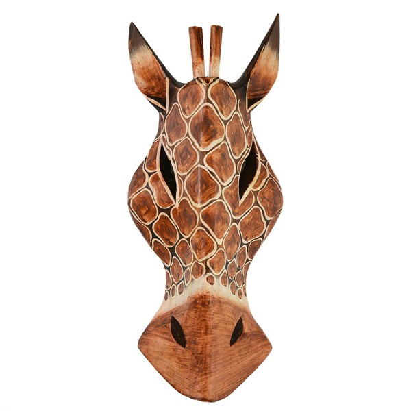 Maschera in legno realizzata a Bali, soggetto: giraffa, 30 cm, maschera da parete