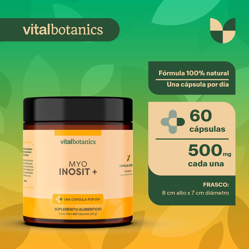 Myo Inositol Puro. 60 capsulas de 500mg (2 meses). VitalBotanics.