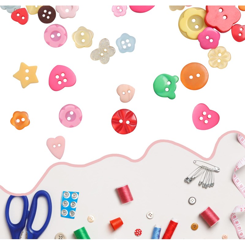Tnstk Resin Buttons 2 and 4 Holes Assorted for Sewing