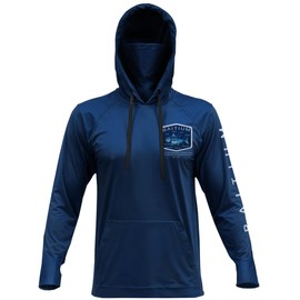 Fishing Shirts for Men,UPF50 Hooded Long Sleeve with Gaiter, Sun Protection Dry Fit Apparel, Cooling Moisture Wicking with Face Mask, Fishing Clothes for Men- Bluefin (X-Large, Blue)