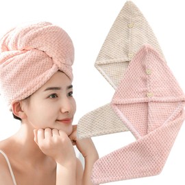 Hair Dry Towel with Ears, Dry Cap, Set of 2, Extra Thick, Quick Drying, Super Absorbent, Lightweight, Fluffy, Texture, Super Soft, Hair Care, Hair Towel, Hair Drying, Fluffy, For Long Hair, Hair