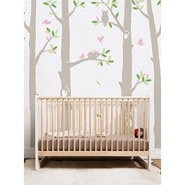 Scheme B, 108" H - Nature Tree Scene with Baby Birds and Nest Wall Decal - by Simple Shapes