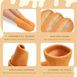 ARERWA Non Slip Toddler Socks - 6 Pairs Kids Crew Grip Socks Anti Skid for 5-7 Years Girls Toddler Kids