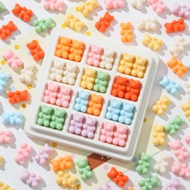 BERMRO 200pcs Bear Beads Colorful Gummy Bear Color Acrylic Bear Beads Colorful Cute Bear Beadsy Bear for Necklace Bracelet Key Chains Jewelry DIY Craft Making(Bear-1)