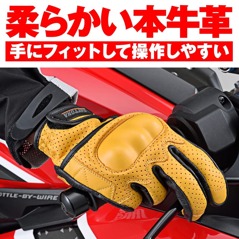 Daytona HBG-130 18920 Motorcycle Gloves, Genuine Leather, Cowhide Leather, Spring,
